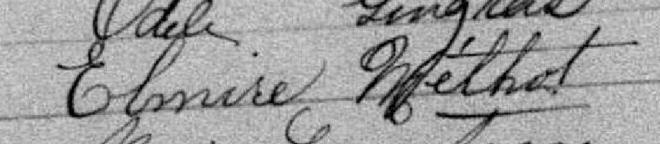 Signature de Elmire Méthot: 16 août 1886 Signature de Elmire Méthot: 16 août 1886