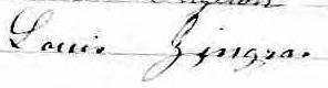 Signature de Louis Gingras: 10 mai 1874 Signature de Louis Gingras: 10 mai 1874