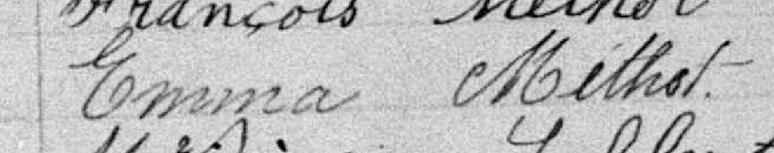 Signature de Emma Méthot: 3 février 1896 Signature de Emma Méthot: 3 février 1896