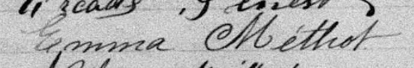 Signature de Emma Méthot: 31 janvier 1898 Signature de Emma Méthot: 31 janvier 1898