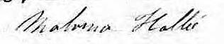 Signature de Malvina Hallée: 17 octobre 1868 Signature de Malvina Hallée: 17 octobre 1868