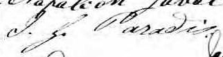 Signature de J. G. Paradis: 4 mars 1869 Signature de J. G. Paradis: 4 mars 1869