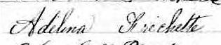 Signature de Adélina Fréchette: 16 juin 1873 Signature de Adélina Fréchette: 16 juin 1873