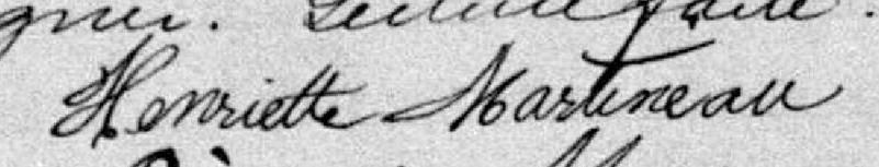 Signature de Henriette Martineau: 26 octobre 1885 Signature de Henriette Martineau: 26 octobre 1885