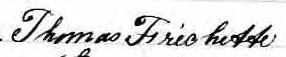 Signature de Thomas Fréchette: 5 avril 1872 Signature de Thomas Fréchette: 5 avril 1872