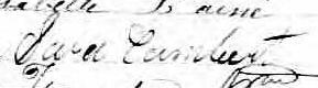 Signature de Sara Lambert: 25 janvier 1870 Signature de Sara Lambert: 25 janvier 1870