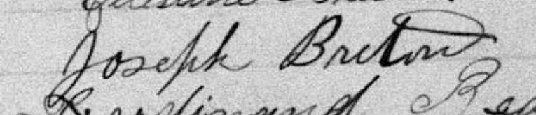 Signature de Joseph Breton: 12 octobre 1896 Signature de Joseph Breton: 12 octobre 1896