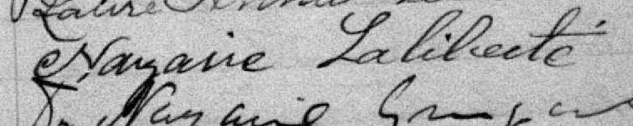 Signature de Nazaire Laliberté: 16 novembre 1896 Signature de Nazaire Laliberté: 16 novembre 1896
