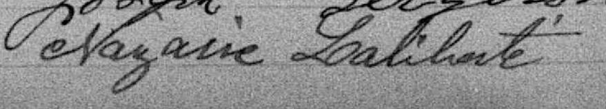 Signature de Nazaire Laliberté: 11 septembre 1900 Signature de Nazaire Laliberté: 11 septembre 1900