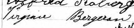 Signature de Virginie Bergeron: 3 septembre 1872 Signature de Virginie Bergeron: 3 septembre 1872
