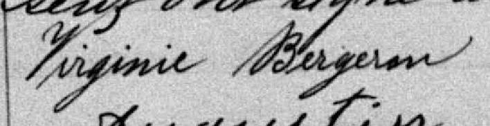 Signature de Virginie Bergeron: 26 avril 1877 Signature de Virginie Bergeron: 26 avril 1877
