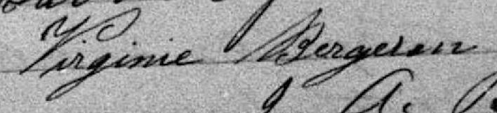 Signature de Virginie Bergeron: 26 mars 1879 Signature de Virginie Bergeron: 26 mars 1879