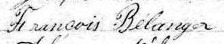 Signature de François Bélanger: 7 janvier 1873 Signature de François Bélanger: 7 janvier 1873