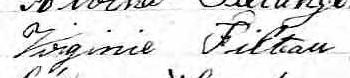 Signature de Virginie Filteau: 22 juillet 1873 Signature de Virginie Filteau: 22 juillet 1873