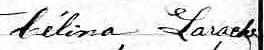 Signature de Célina Laroche: 12 août 1873 Signature de Célina Laroche: 12 août 1873