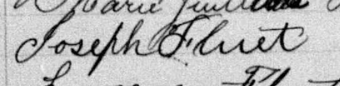 Signature de Joseph Fluet: 17 novembre 1889 Signature de Joseph Fluet: 17 novembre 1889