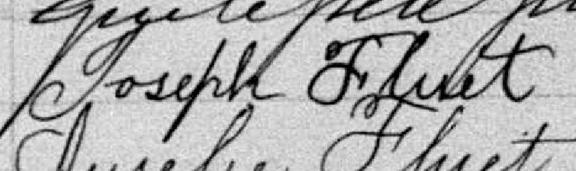 Signature de Joseph Fluet: 5 janvier 1890 Signature de Joseph Fluet: 5 janvier 1890