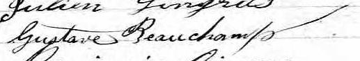 Signature de Gustave Beauchamp: 10 septembre 1873 Signature de Gustave Beauchamp: 10 septembre 1873