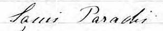 Signature de Louis Paradis: 10 septembre 1873 Signature de Louis Paradis: 10 septembre 1873