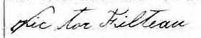 Signature de Victor Filteau: 9 janvier 1875 Signature de Victor Filteau: 9 janvier 1875
