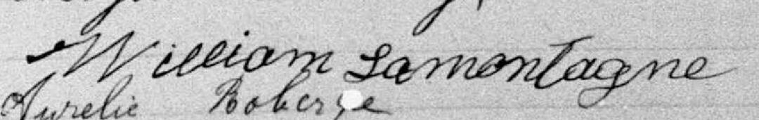Signature de Guillaume Lamontagne: 9 janvier 1882 Signature de Guillaume Lamontagne: 9 janvier 1882