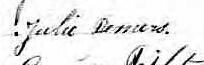 Signature de Julie Demers: 18 janvier 1875 Signature de Julie Demers: 18 janvier 1875