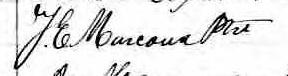 Signature de J. E. Marcoux Ptre: 14 juin 1875 Signature de J. E. Marcoux Ptre: 14 juin 1875