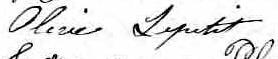 Signature de Olive Lepetit: 20 juillet 1875 Signature de Olive Lepetit: 20 juillet 1875
