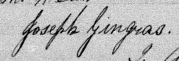 Signature de Joseph Gingras: 23 mai 1877 Signature de Joseph Gingras: 23 mai 1877
