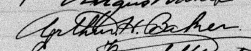 Signature de Arthur H. Baker: 10 mai 1892 Signature de Arthur H. Baker: 10 mai 1892