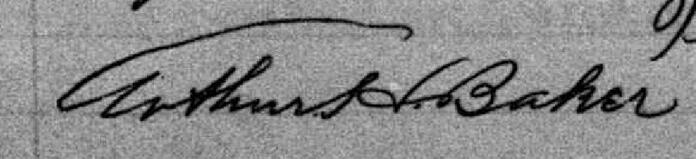 Signature de Arthur H. Baker: 28 avril 1894 Signature de Arthur H. Baker: 28 avril 1894