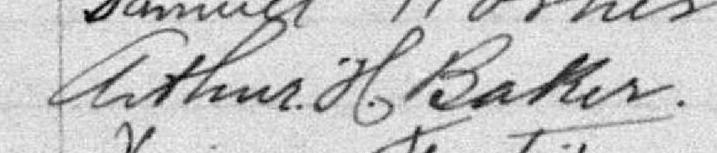 Signature de Arthur H. Baker: 25 mars 1900 Signature de Arthur H. Baker: 25 mars 1900