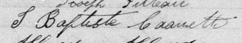 Signature de J Baptiste Caouette: 18 avril 1898 Signature de J Baptiste Caouette: 18 avril 1898