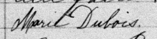 Signature de Marie Dubois: premier août 1878 Signature de Marie Dubois: premier août 1878