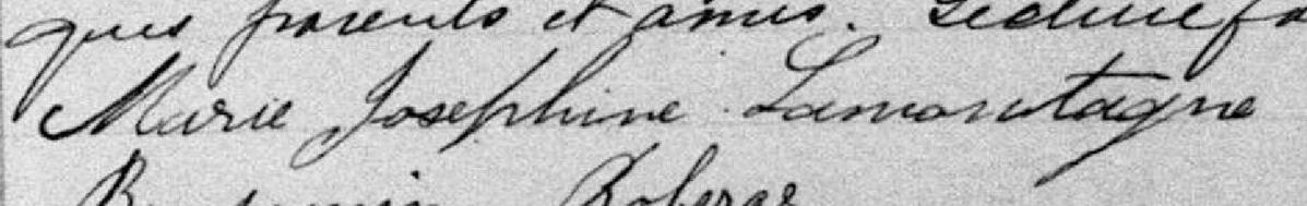 Signature de Marie Josephine Lamontagne: 9 janvier 1882 Signature de Marie Josephine Lamontagne: 9 janvier 1882