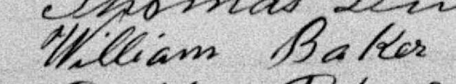 Signature de William Baker: 12 juillet 1888 Signature de William Baker: 12 juillet 1888