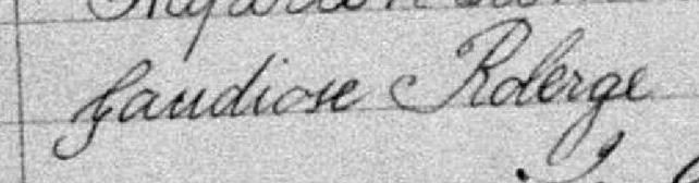 Signature de Gaudiose Roberge: 14 octobre 1881 Signature de Gaudiose Roberge: 14 octobre 1881