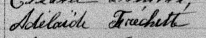 Signature de Adélaïde Fréchette: 15 janvier 1884 Signature de Adélaïde Fréchette: 15 janvier 1884