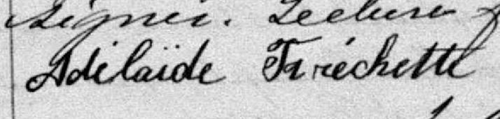 Signature de Adélaïde Fréchette: 4 avril 1887 Signature de Adélaïde Fréchette: 4 avril 1887