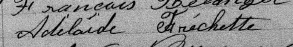 Signature de Adélaïde Fréchette: 27 octobre 1889 Signature de Adélaïde Fréchette: 27 octobre 1889