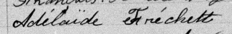 Signature de Adélaïde Fréchette: 9 janvier 1893 Signature de Adélaïde Fréchette: 9 janvier 1893
