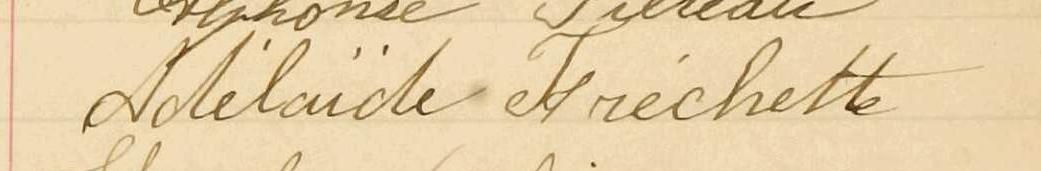 Signature de Adélaïde Fréchette: 15 avril 1901 Signature de Adélaïde Fréchette: 15 avril 1901