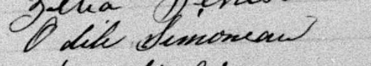 Signature de Odile Simoneau: 14 octobre 1884 Signature de Odile Simoneau: 14 octobre 1884