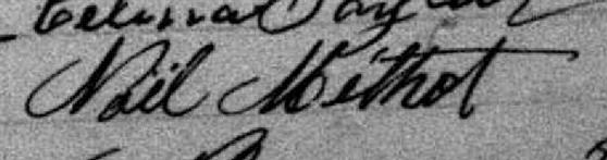 Signature de Noël Méthot: 30 juin 1892 Signature de Noël Méthot: 30 juin 1892