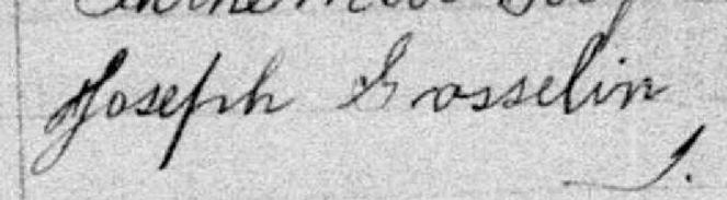 Signature de Joseph Gosselin: 7 octobre 1885 Signature de Joseph Gosselin: 7 octobre 1885