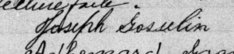 Signature de Joseph Gosselin: 2 novembre 1885 Signature de Joseph Gosselin: 2 novembre 1885