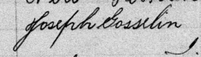 Signature de Joseph Gosselin: 26 novembre 1885 Signature de Joseph Gosselin: 26 novembre 1885
