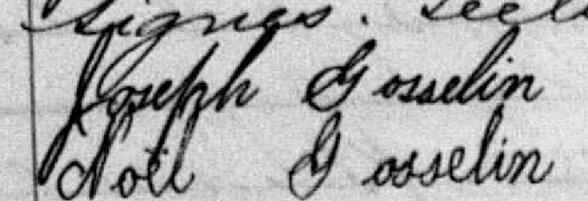 Signature de Joseph Gosselin: 8 août 1887 Signature de Joseph Gosselin: 8 août 1887