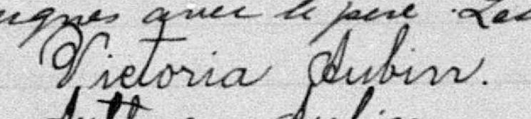 Signature de Victoria Aubin: 15 septembre 1900 Signature de Victoria Aubin: 15 septembre 1900