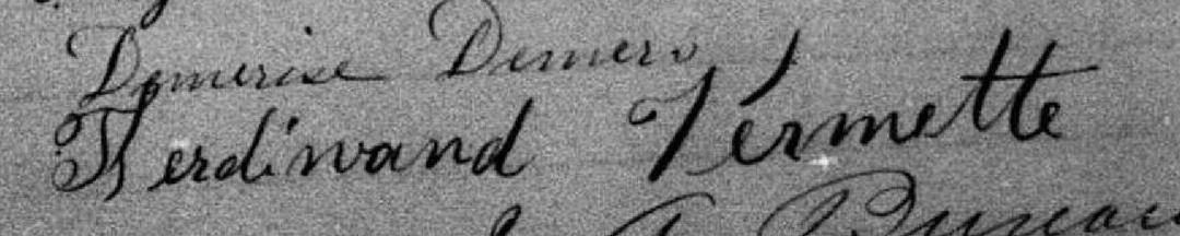Signature de Ferdinand Vermette: 11 septembre 1883 Signature de Ferdinand Vermette: 11 septembre 1883